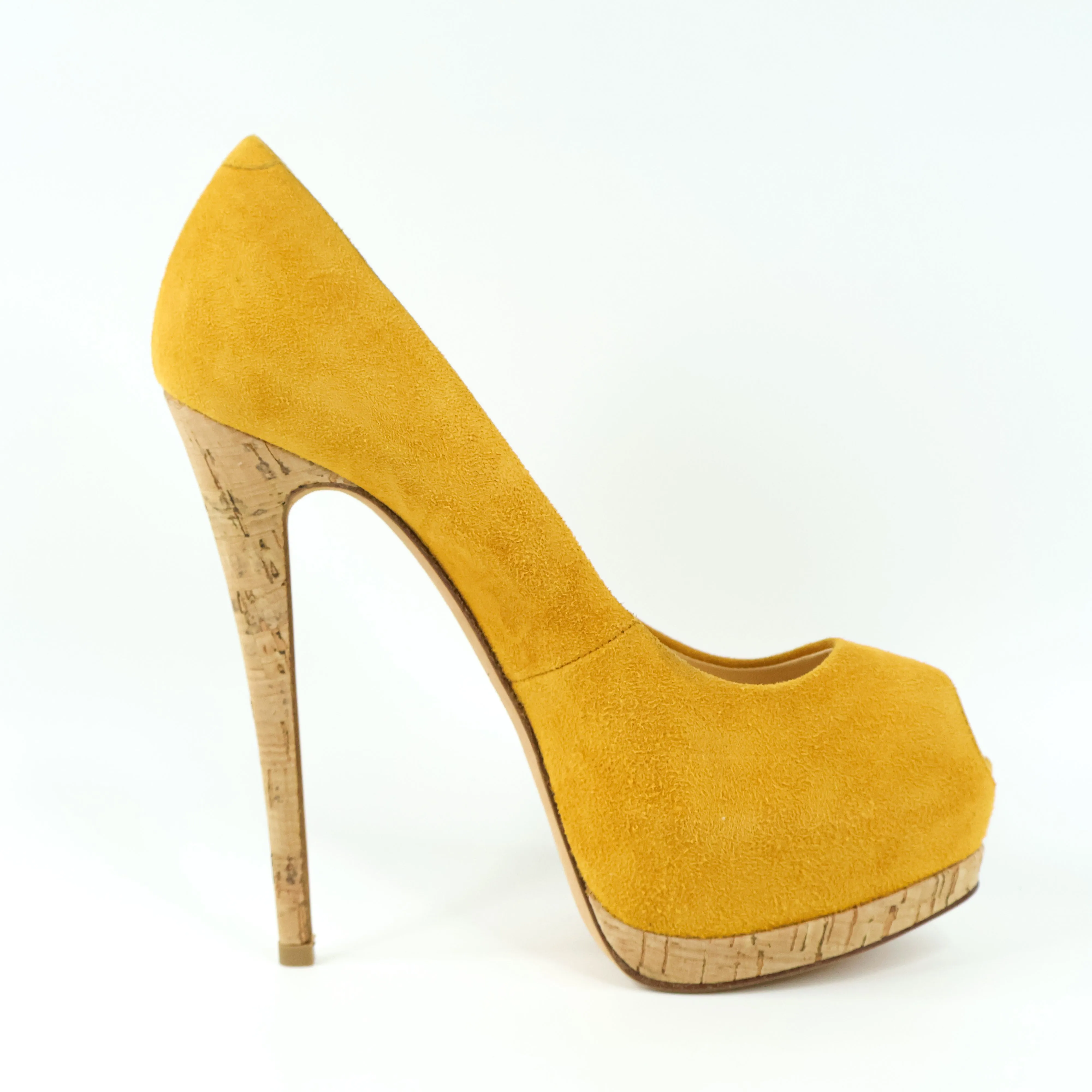 Giuseppe Zanotti Suede Peep Toe Yellow
