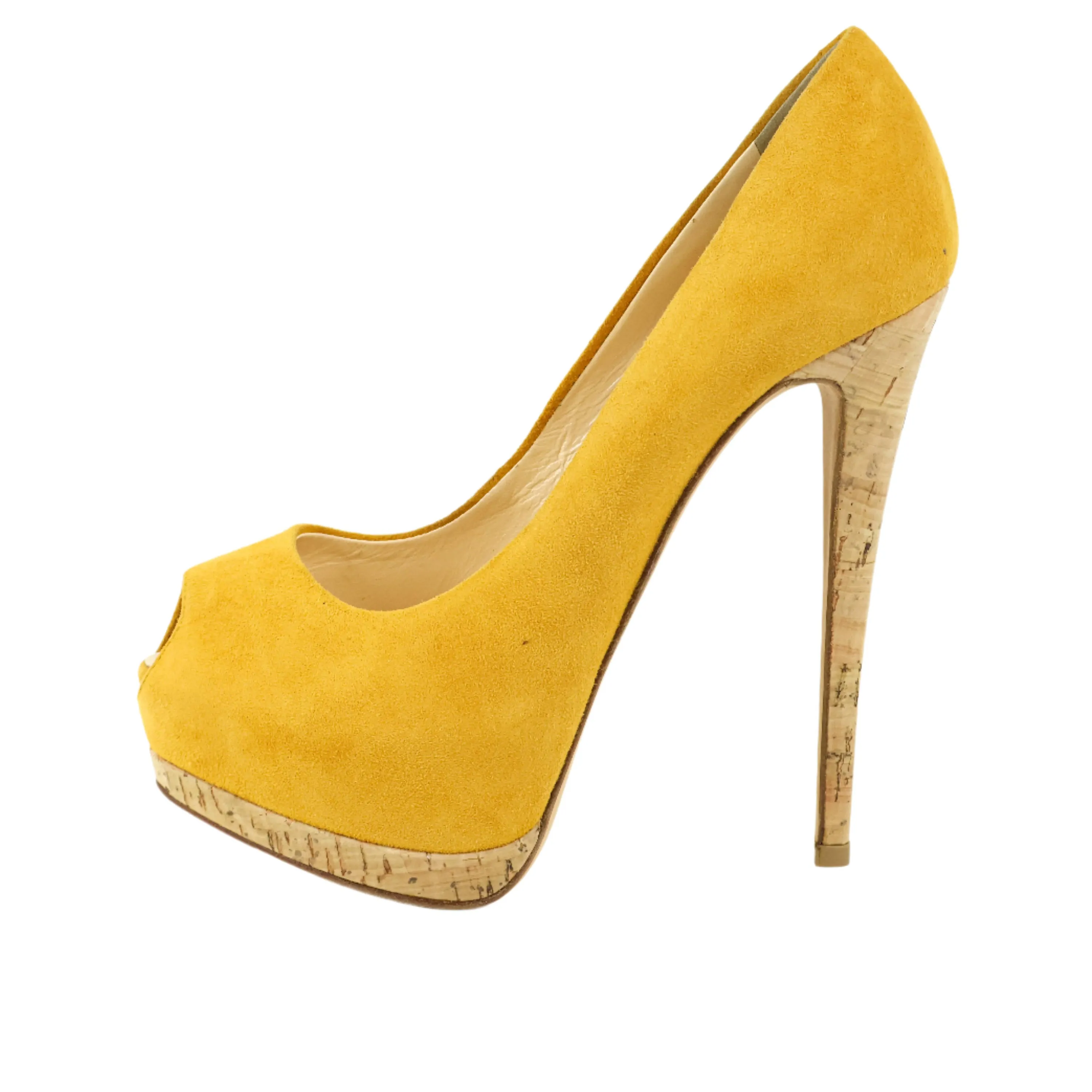 Giuseppe Zanotti Suede Peep Toe Yellow