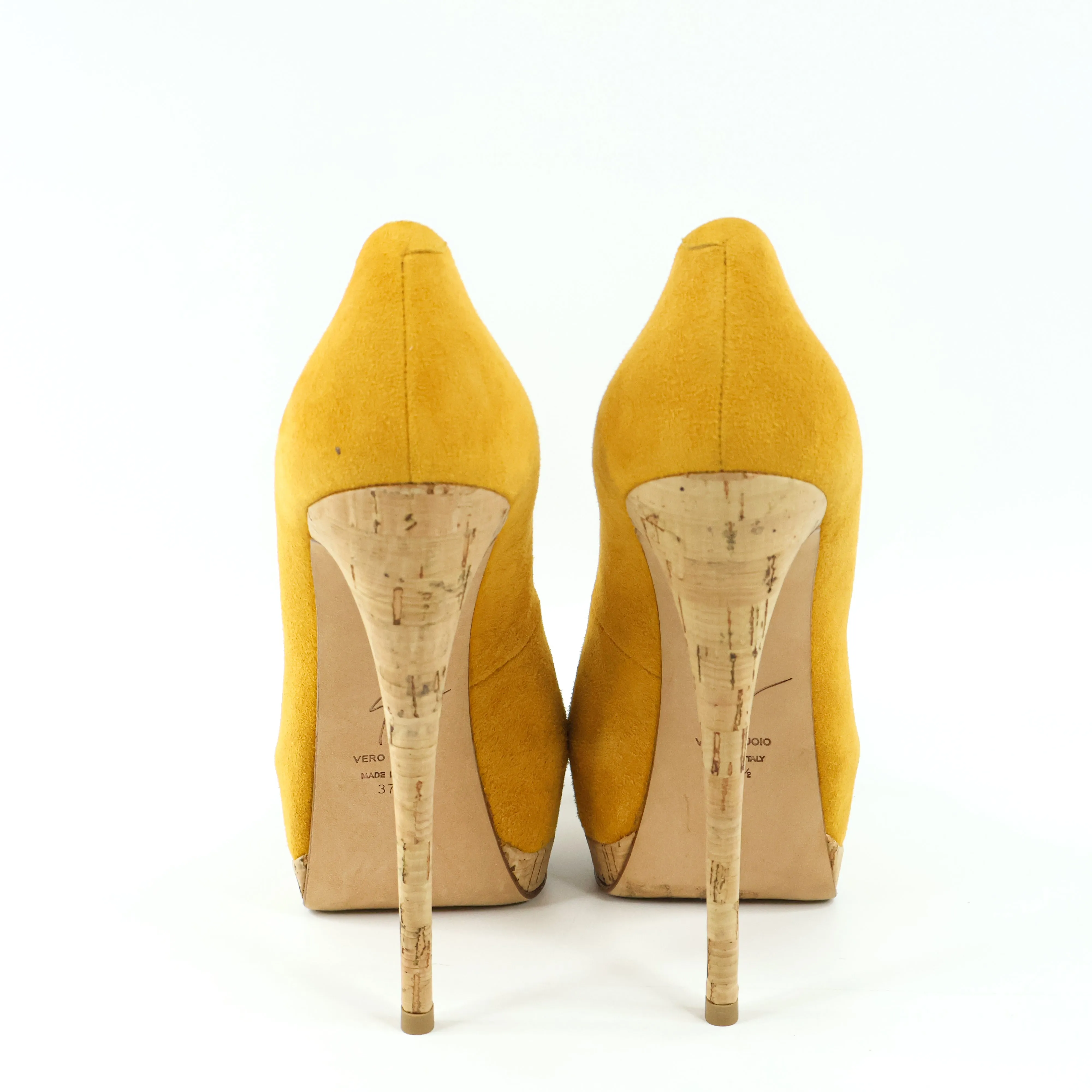 Giuseppe Zanotti Suede Peep Toe Yellow