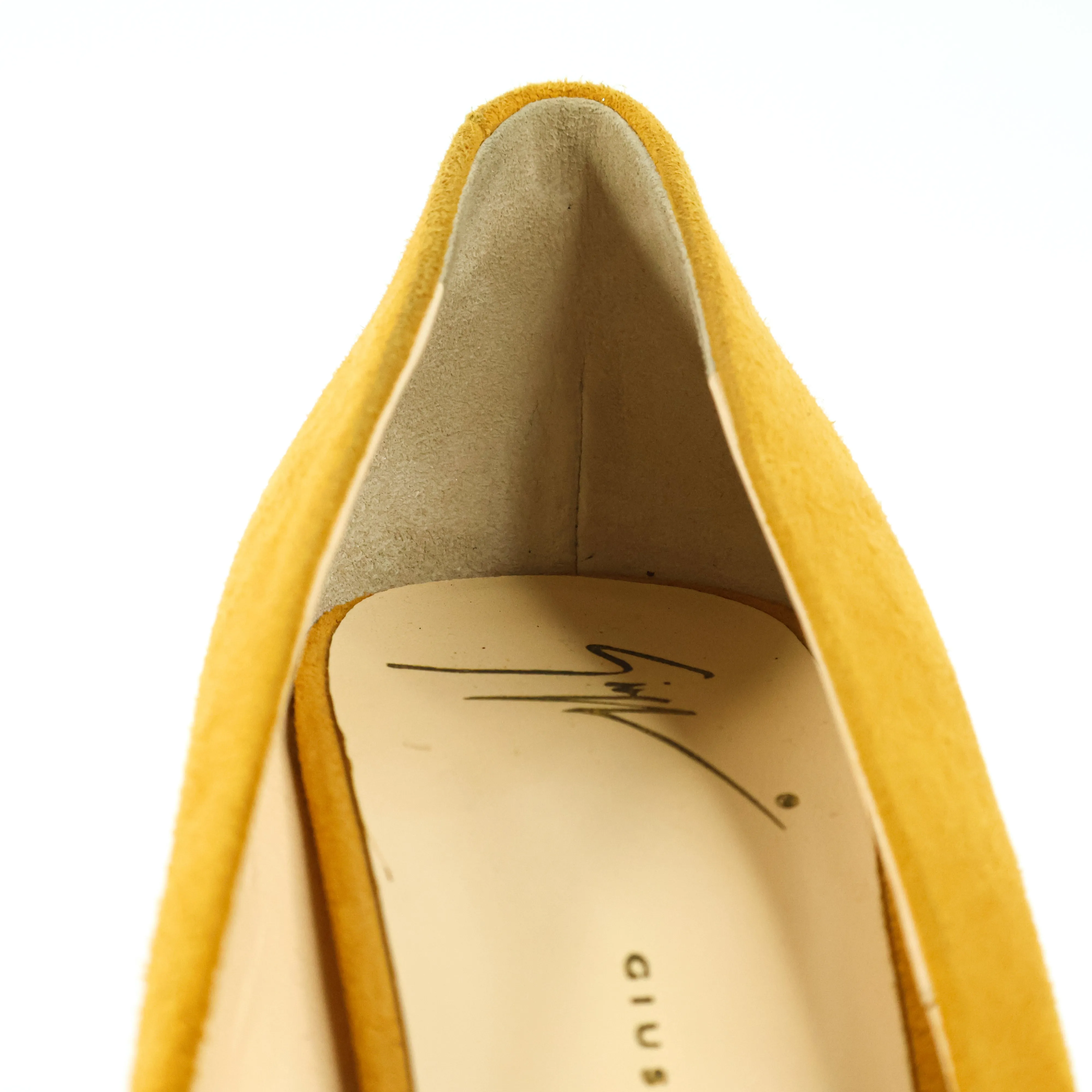 Giuseppe Zanotti Suede Peep Toe Yellow