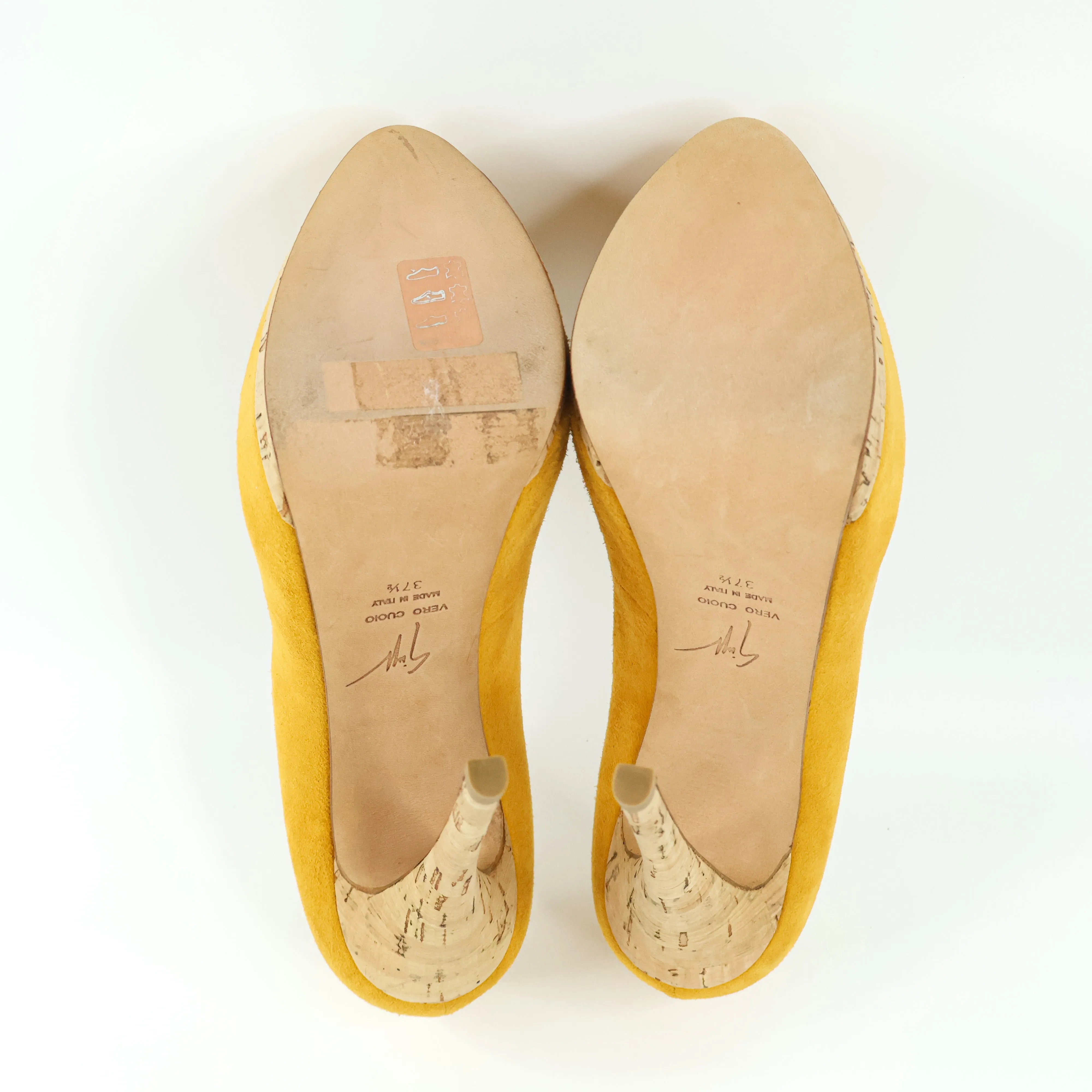 Giuseppe Zanotti Suede Peep Toe Yellow