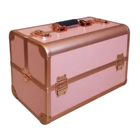 Glamorous Lockable Cosmetic Makeup Case Pink And Rose Gold