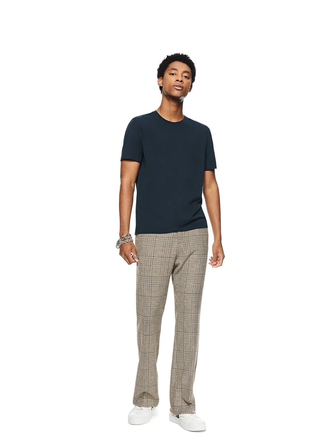 Glen Plaid Flare Leg Pant