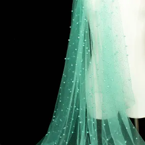 Glitter Tulle Pearl Netting Aqua
