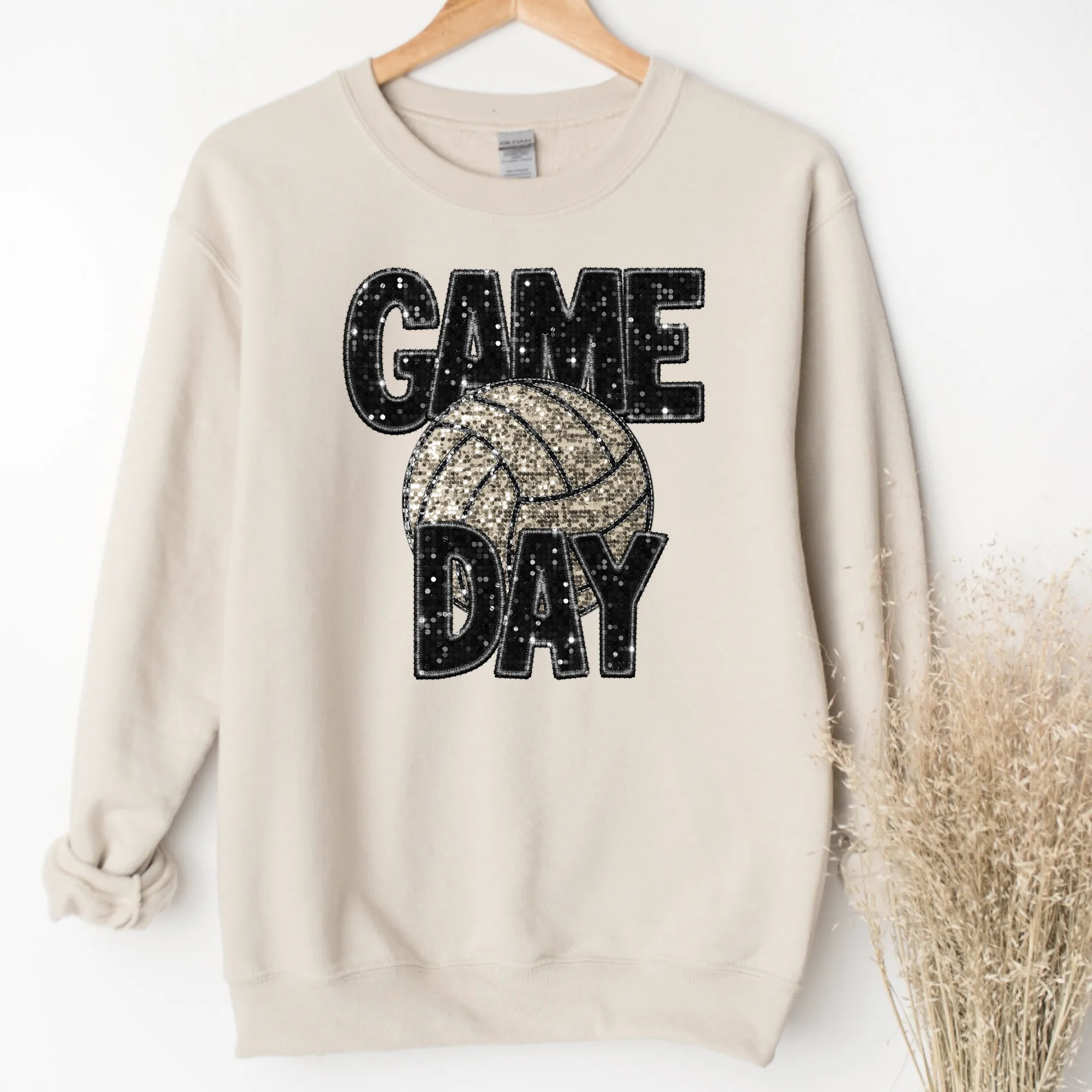 Glitter Volleyball Game Day Crewneck Sweatshirt