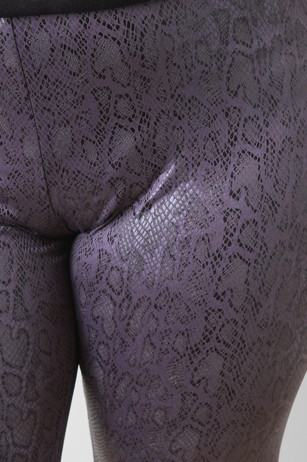 Glossy Snake Vegan Leather Leggings