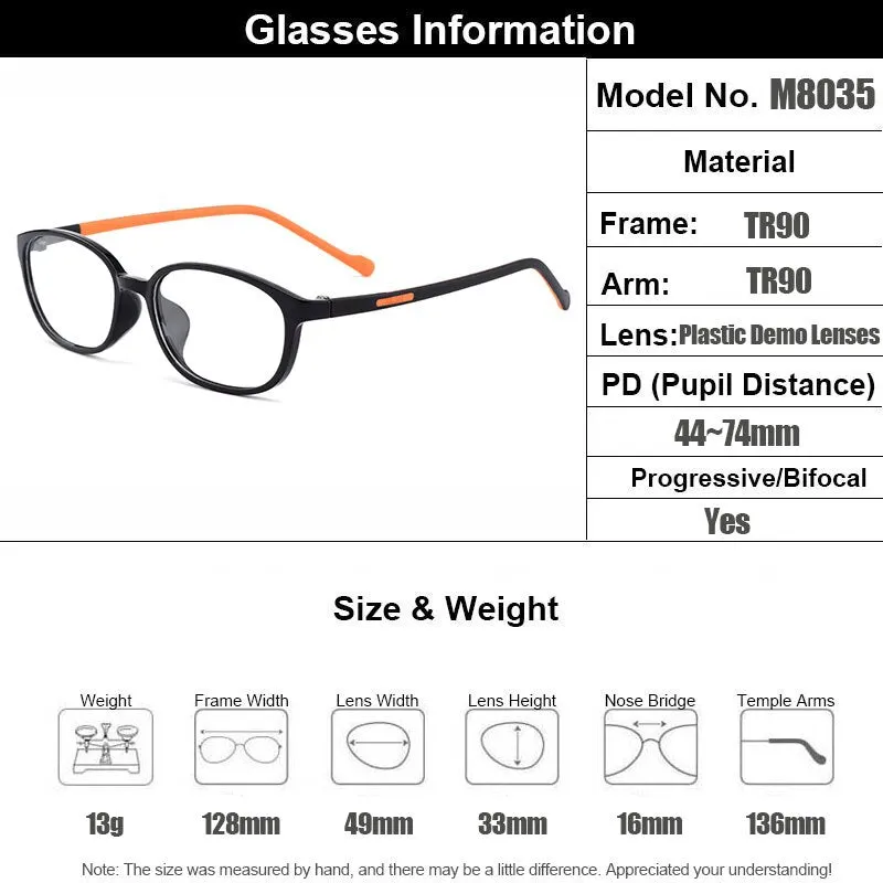 Gmei Women's Eyeglasses Ultralight Tr90 Small Face M8035
