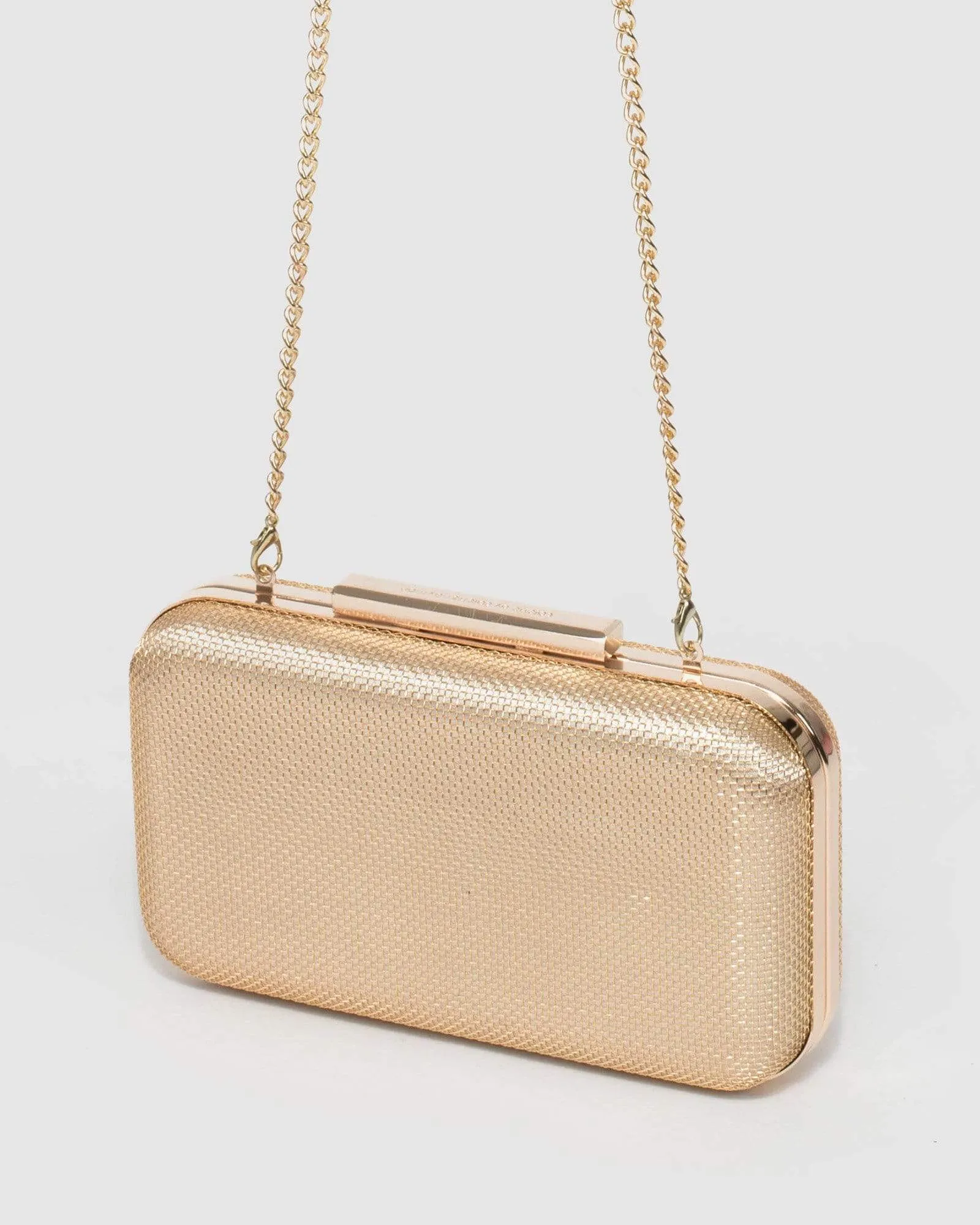 Gold Becca Mesh Box Clutch Bag