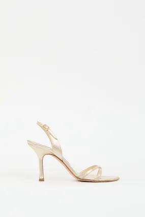 Gold Leather Heeled Sandal