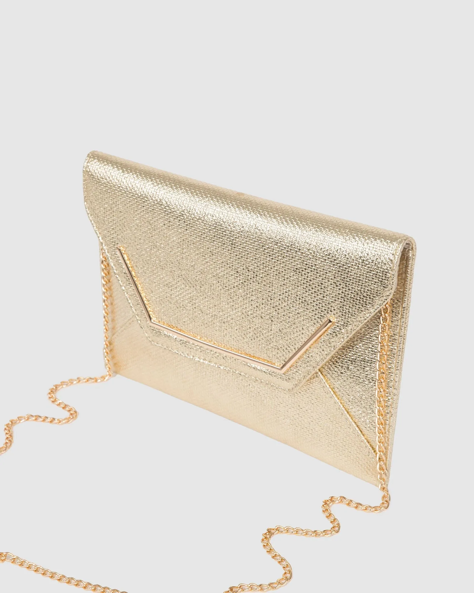 Gold Samantha Square Clutch Bag