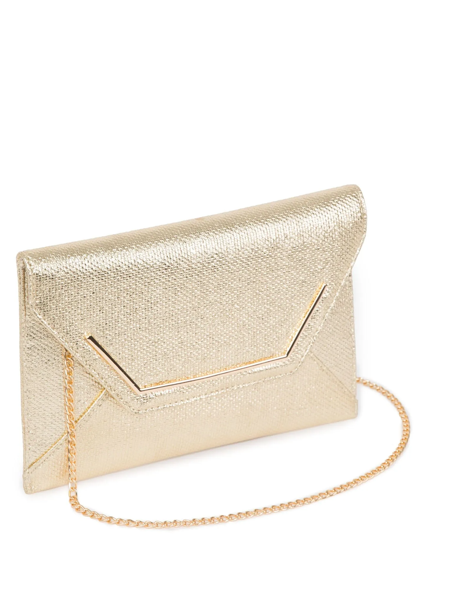 Gold Samantha Square Clutch Bag