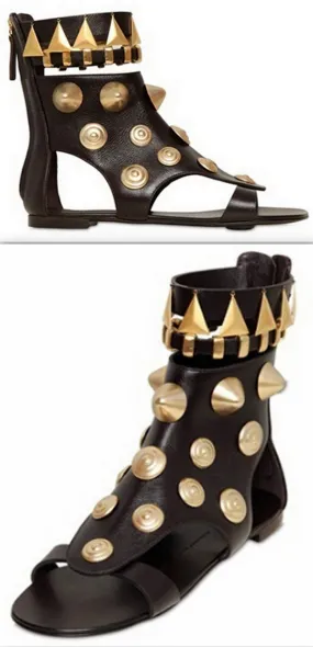 Gold Stud Embellished Gladiator Sandals