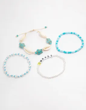 Gold Turtle Wave Bracelet 4-Pack