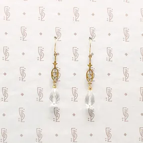 Golden Brass & Glittering Crystal Earrings by Brin