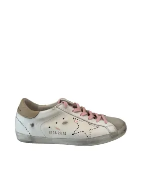 Golden Goose White Superstar Sneakers w Pink Laces. Size: 39