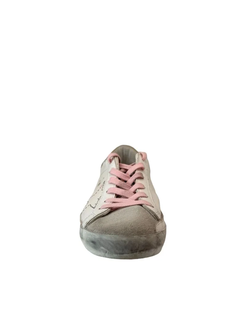 Golden Goose White Superstar Sneakers w Pink Laces. Size: 39