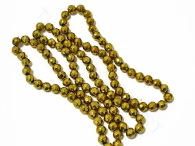 Golden Spherical Faceted Glass Beads