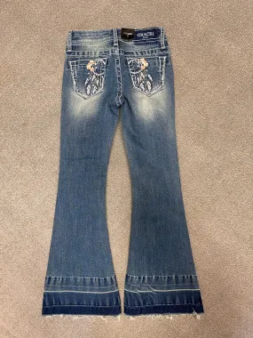 Grace In LA Girl's Flower Dream Catcher Flare Jeans GLS642