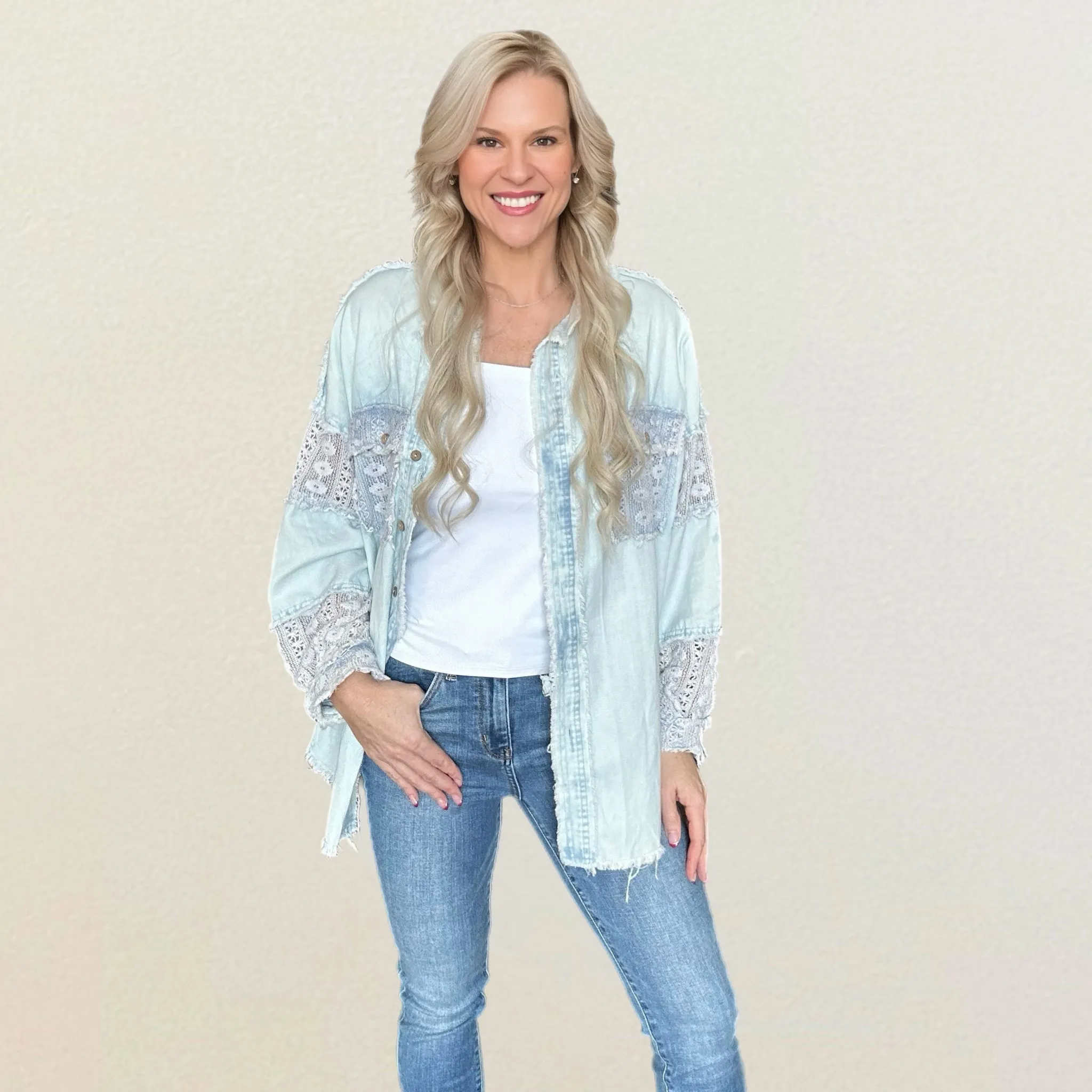 Graceful Lace Button Up Shirt
