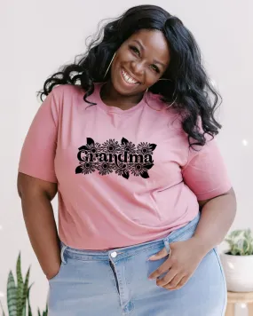 Grandma Sunflowers Short Sleeve Graphic Tee | Mauve
