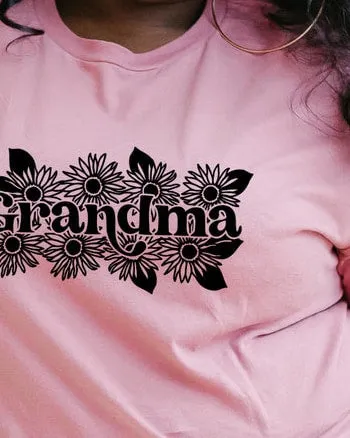 Grandma Sunflowers Short Sleeve Graphic Tee | Mauve