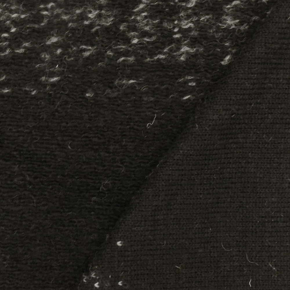 Gray-Black Famous Designer Houndstooth Border Wool Sweater Knit Fabric