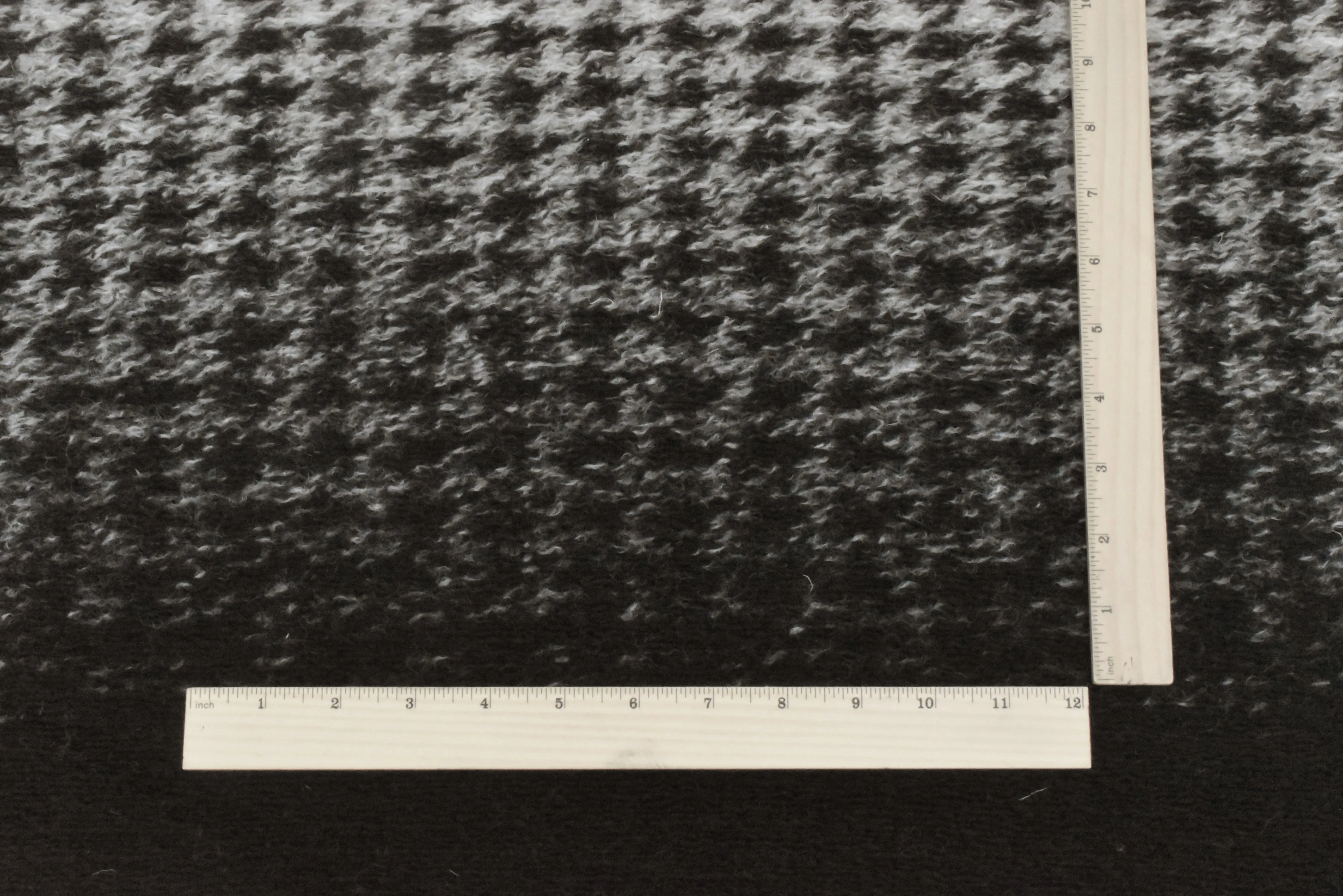 Gray-Black Famous Designer Houndstooth Border Wool Sweater Knit Fabric
