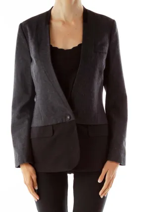 Gray Black Layered Wool Blazer