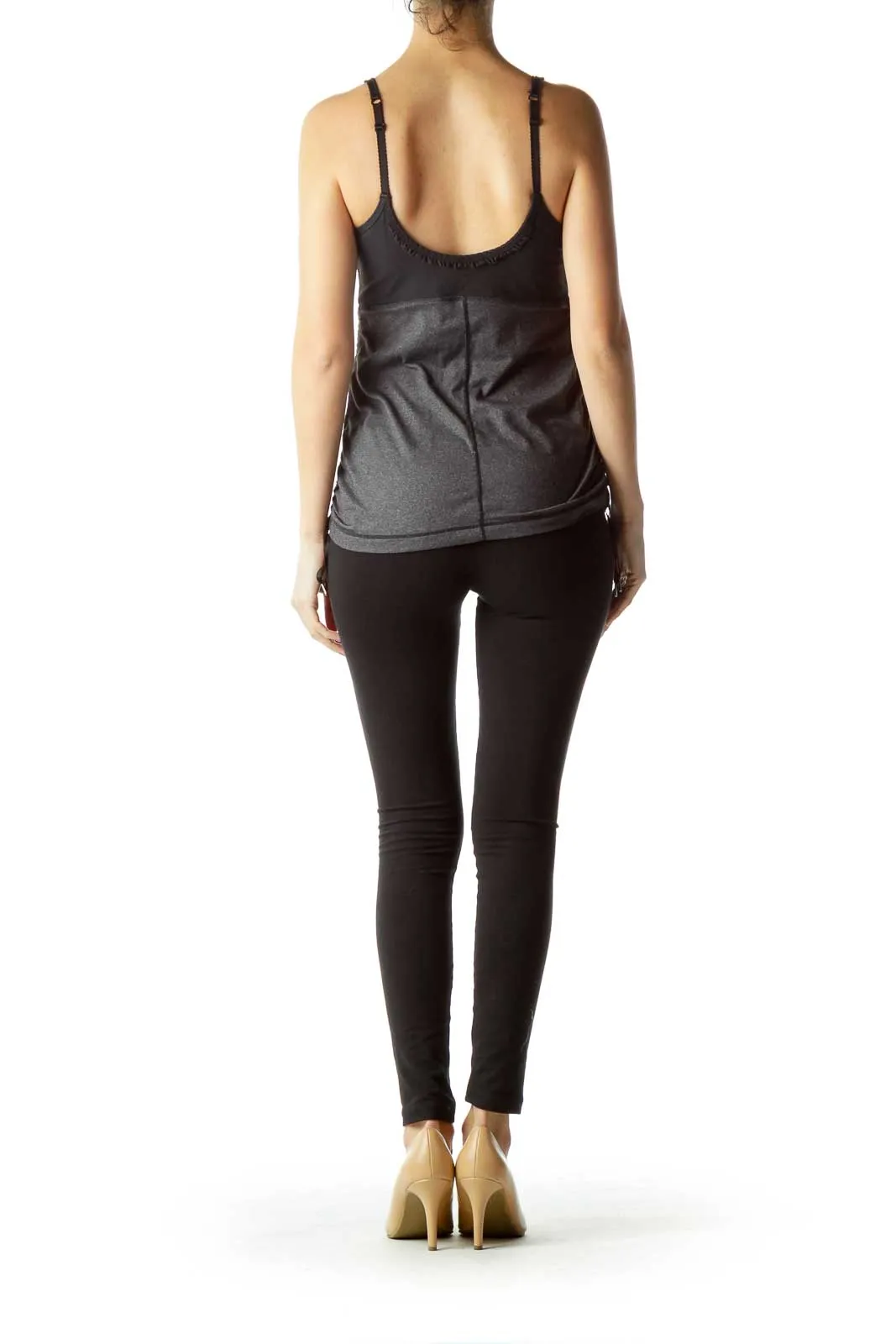 Gray Black Side Scrunched Yoga Top