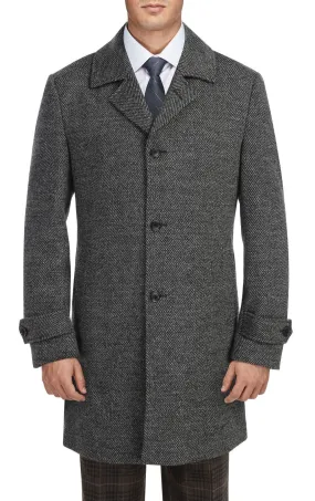Gray Slim Fit Wool Blend Long Overcoat
