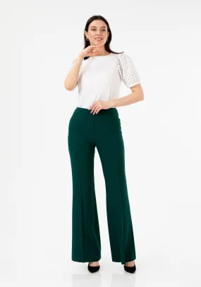 Green Bootcut Pants - High Waisted Flare Trousers