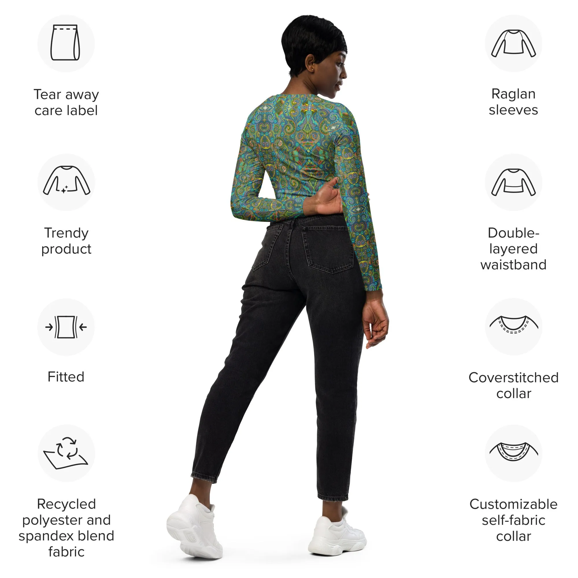 Green Energy Spiral Recycled long-sleeve crop top