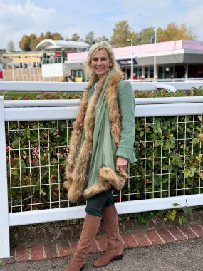 Green Fur Cashmere Wrap