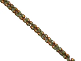 Green Golden Tear Drop Designer Glass Beads