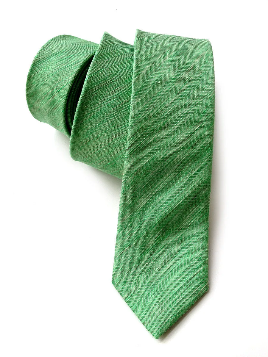 Green Linen Necktie. Solid color tie, Palmer Park