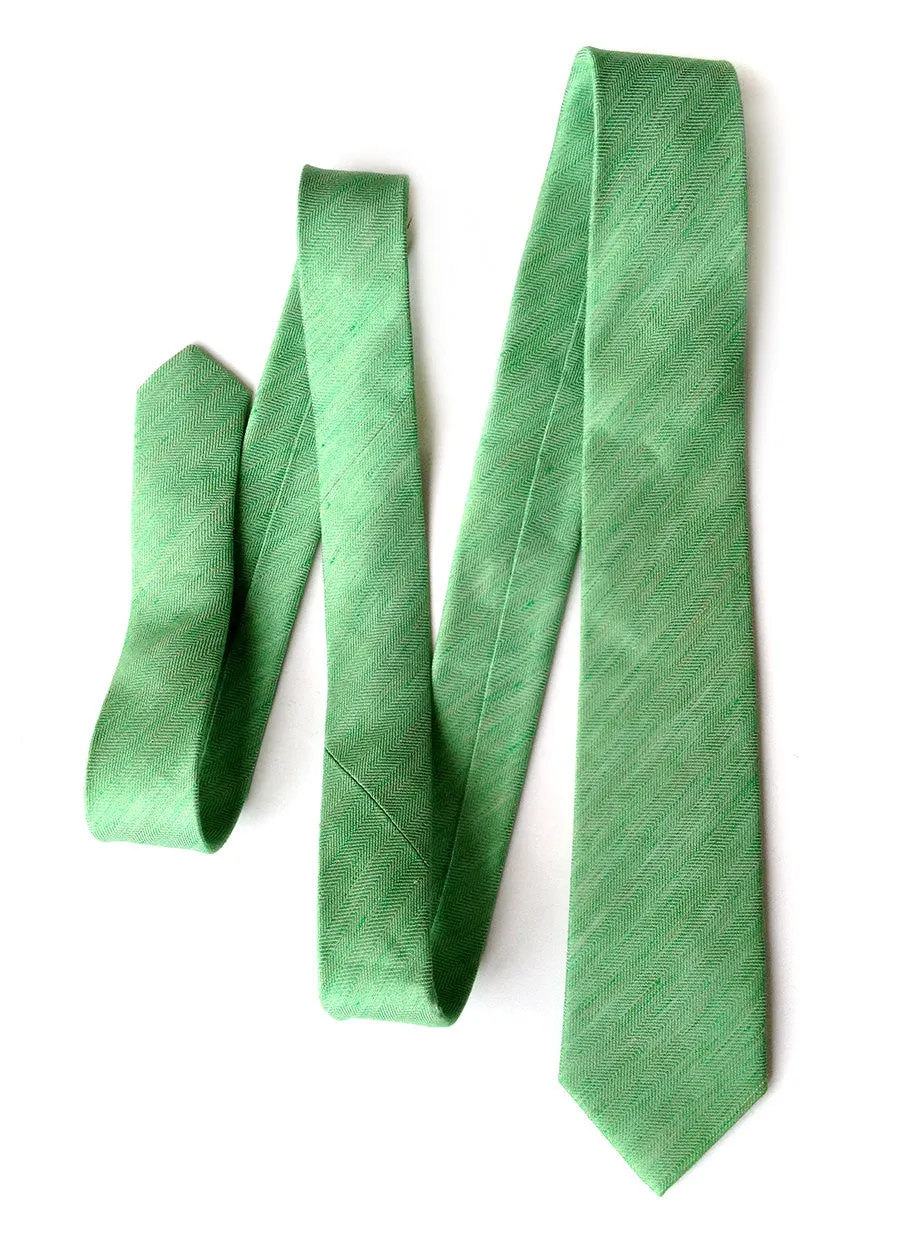 Green Linen Necktie. Solid color tie, Palmer Park