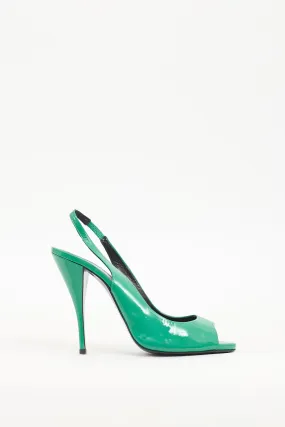 Green Patent Leather Slingback Heel