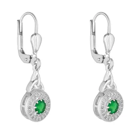 Green Trinity Knot Earrings- Cubic Zirconia