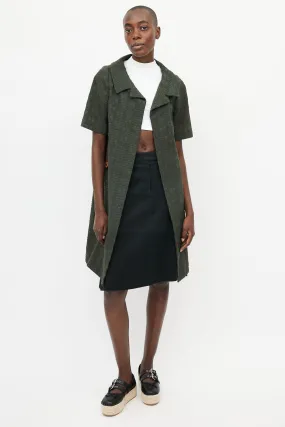 Green Woven Belted Coat