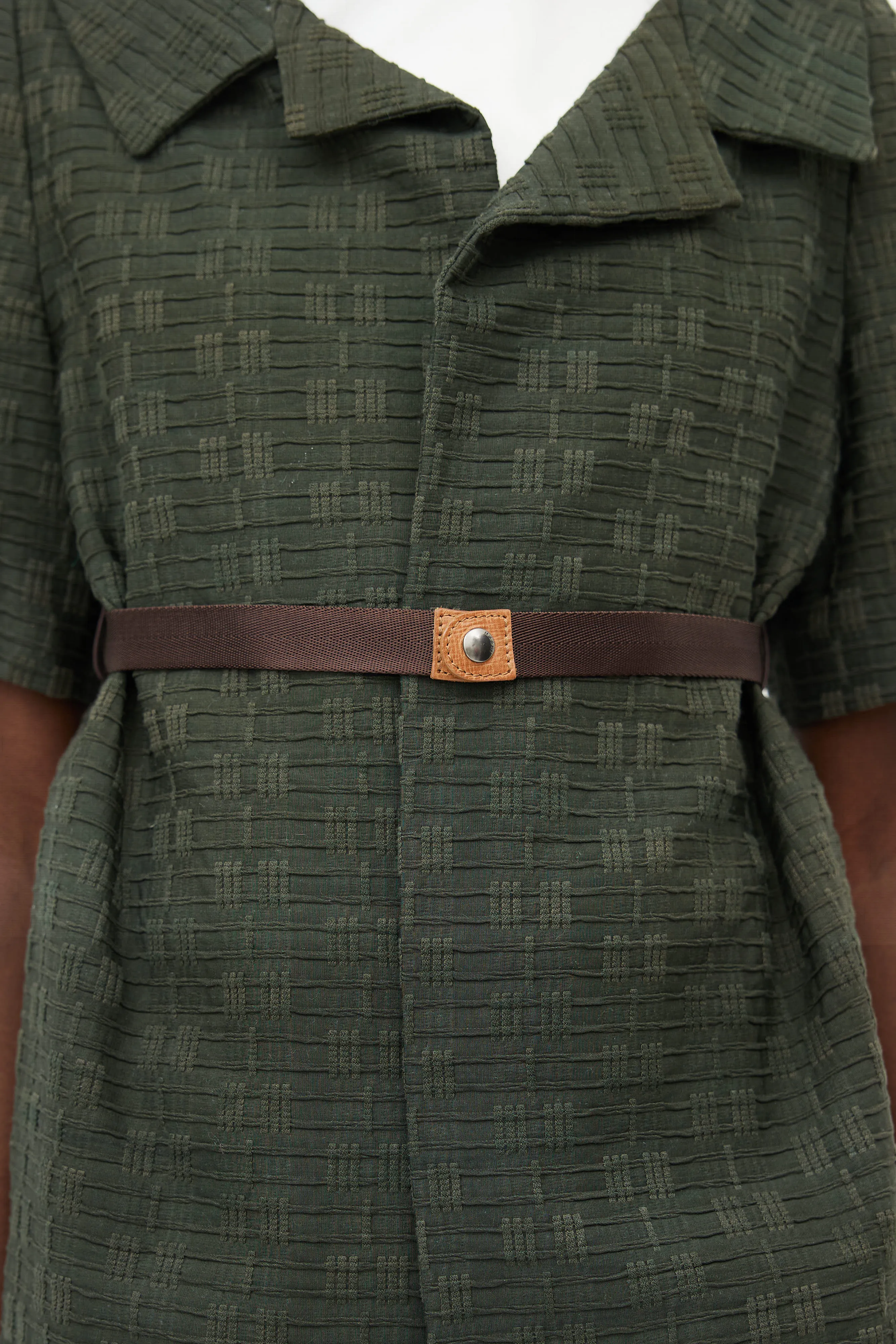 Green Woven Belted Coat