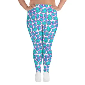 Greenflower Pattern on White - AOP Plus Size Leggings