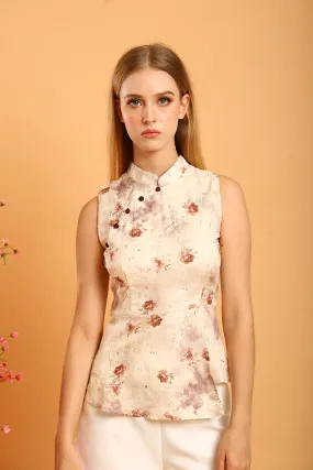 Gretal Cheongsam Top in Coffee