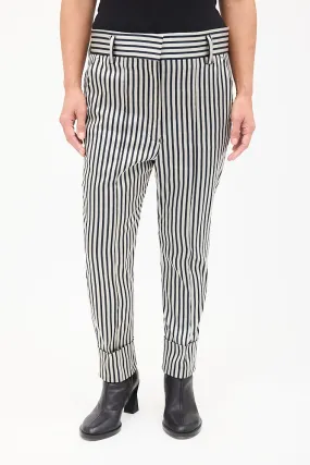 Grey & Black Striped Tapered Trouser
