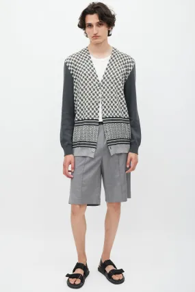 Grey & Cream Patterned Cardigan