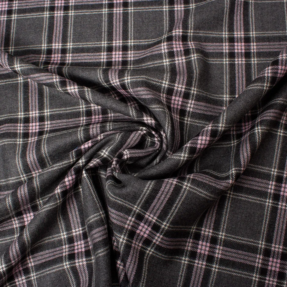 Grey & Pink Pure Wool Tartan