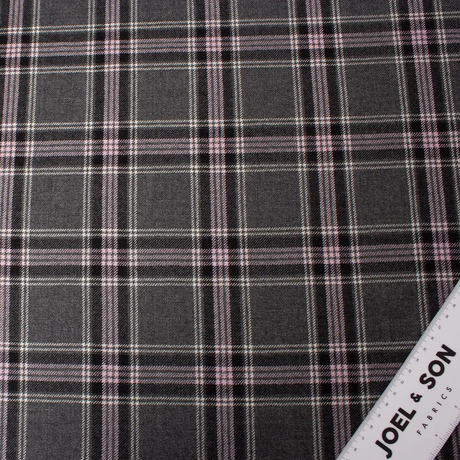 Grey & Pink Pure Wool Tartan