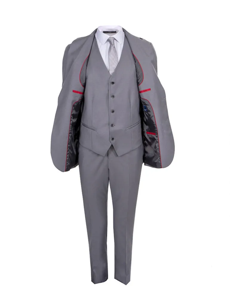 Grey Classic Plain 3 Piece Men's Suit