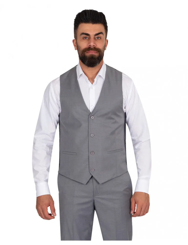 Grey Classic Plain 3 Piece Men's Suit