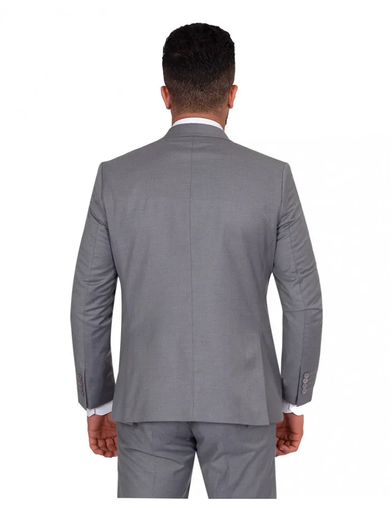 Grey Classic Plain 3 Piece Men's Suit