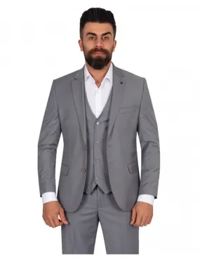 Grey Classic Plain 3 Piece Men's Suit